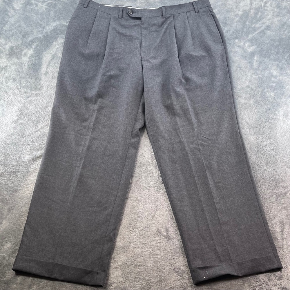 Lauren Ralph Lauren Mens Gray Wool Pleated Cuffed Dress Pants 40S Total Comfort